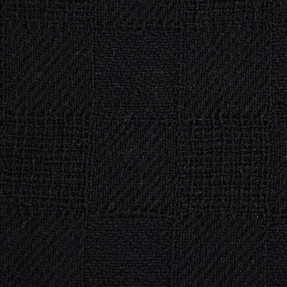 Cozy Cotton Checkered Weave Throw Blanket with Fringe - Black