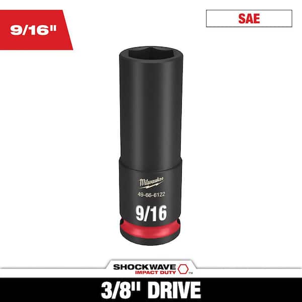 SHOCKWAVE 3/8 in. Drive 9/16 in. Deep 6 Point Impact Socket (1-Pack)