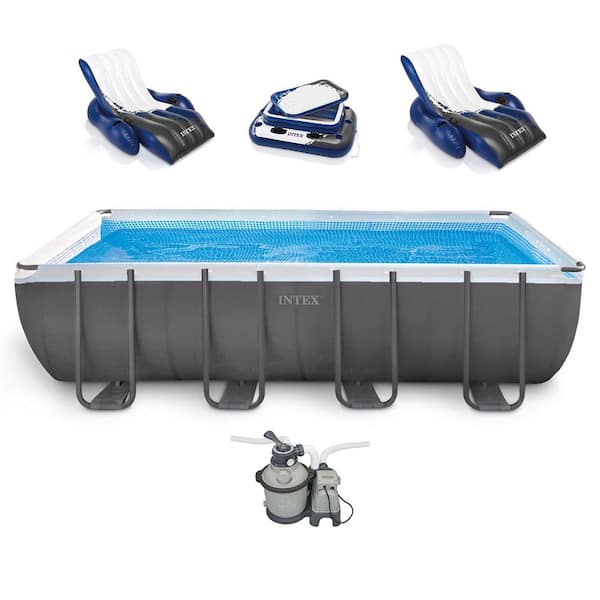 Ultra Frame 18 ft. x 9 ft. Rectangular 52 in. Deep Above Ground Pool Set