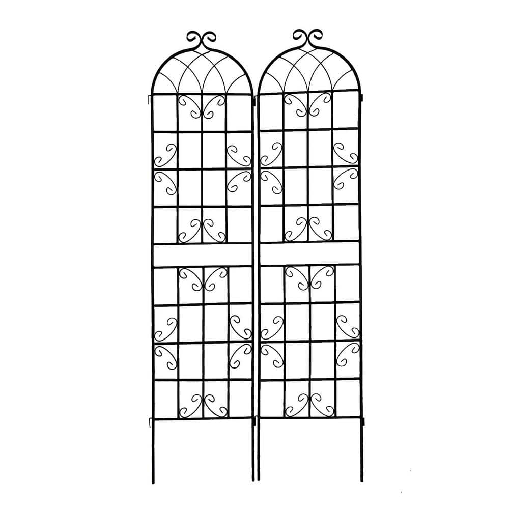 86.7 in.H. 2 Pack Black Metal Garden Trellis, Rustproof Trellis for Climbin