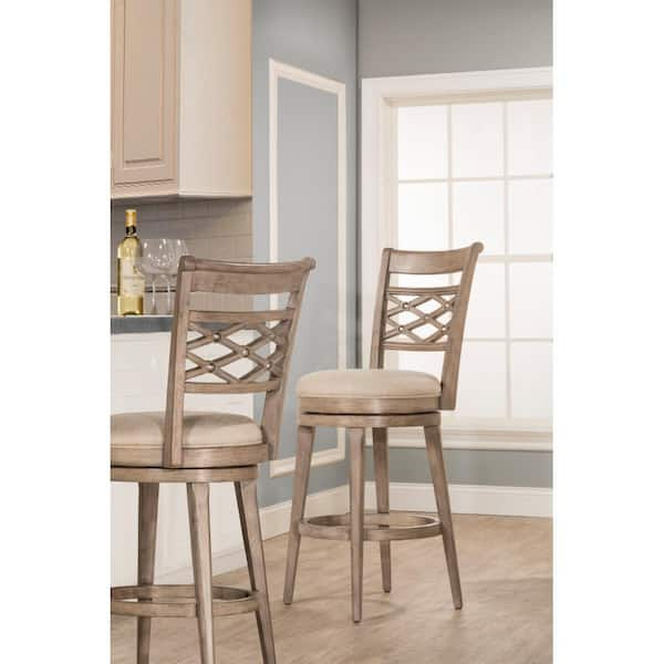 Benjara Liam 30 in. Ivory Backless Wood Barstool, Swivel Seat, High Density  Foam Cushion BM274278 - The Home Depot