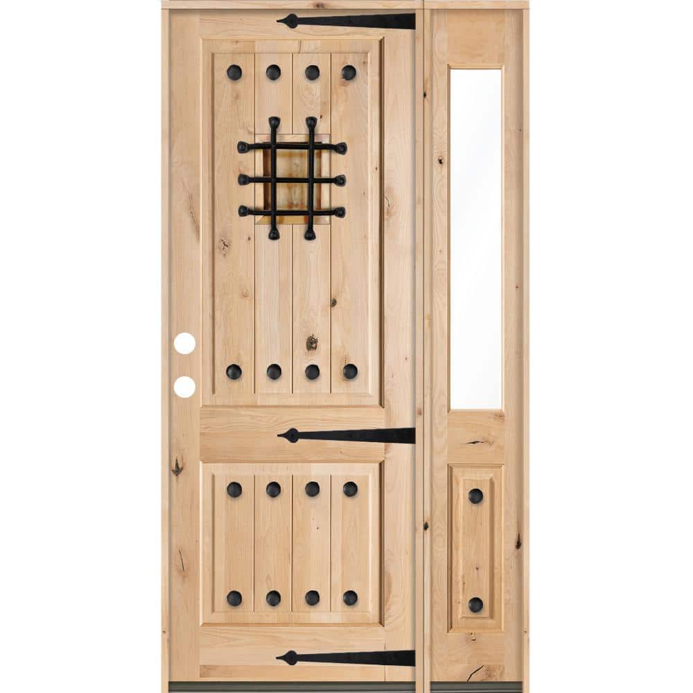 46 in. x 96 in. Mediterranean Alder Sq Clear Low-E Unfinished Wood Right-Hand Prehung Front Door/Right Half Sidelite price history on PriceWatchPro