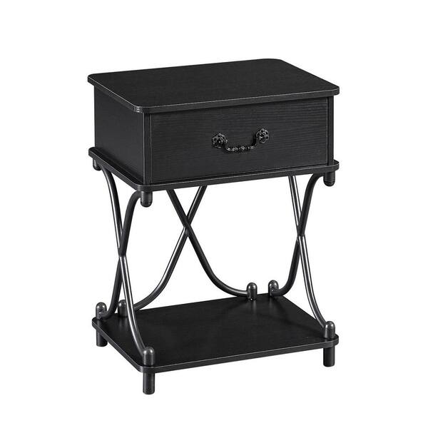 Black wrought shop iron nightstand