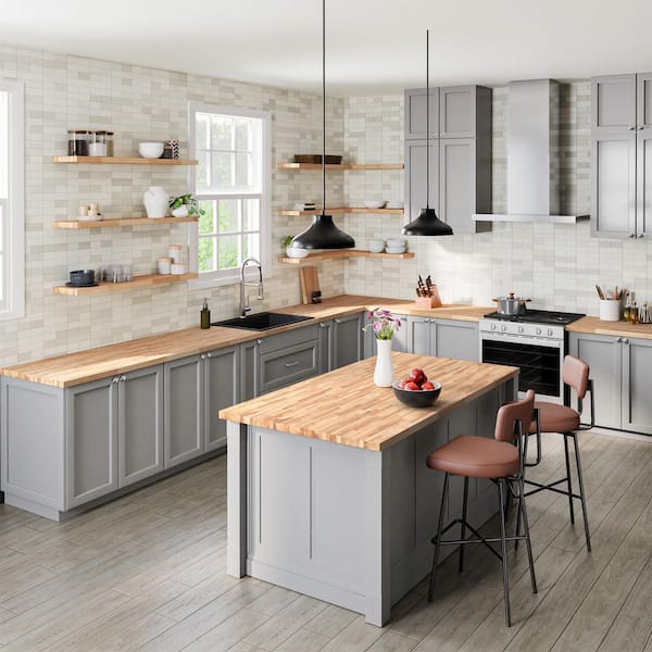 6 ft. L x 25 in. D Unfinished Maple Solid Wood Butcher Block Countertop with Square Edge