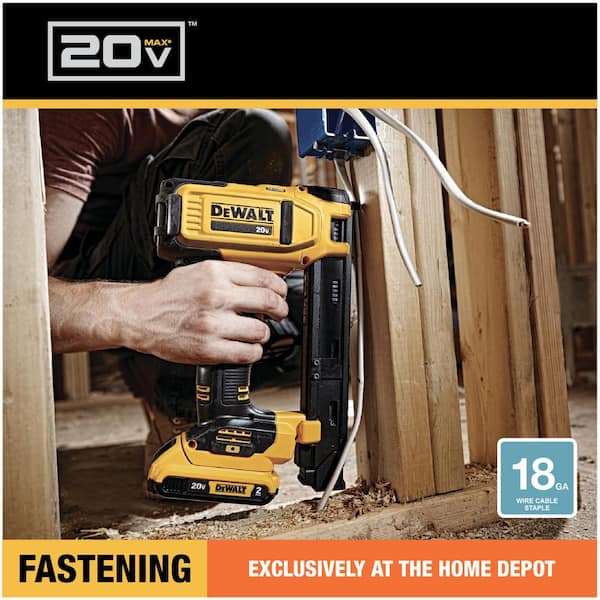 DEWALT 20V MAX Lithium Ion Cordless Cable Stapler with 2.0Ah Battery Charger and Bag DCN701D1 The Home Depot