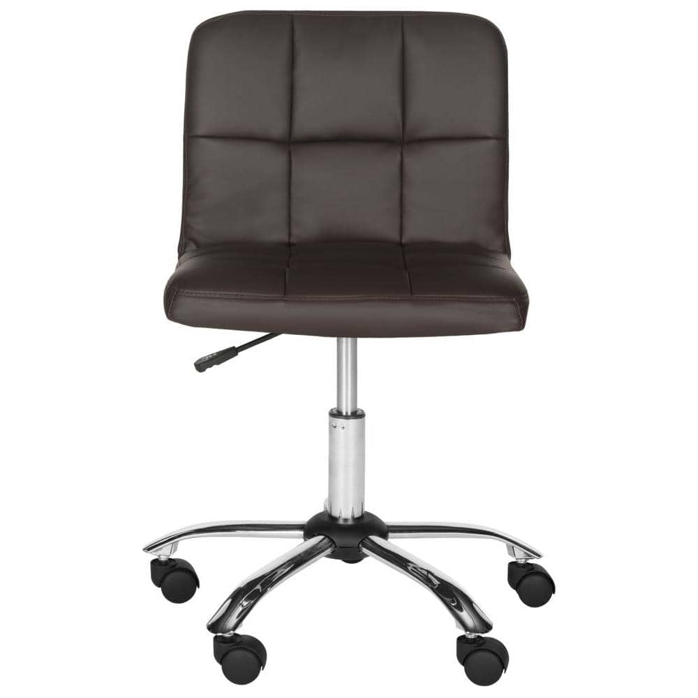 Brunner 32" Brown Leather and Metal Armless Task Chair