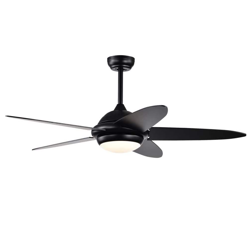 52 in. Black Housing Walnut/Black Blades Downrod Mount Modern Ceiling Fan with Integrated LED Light and Remote price history on PriceWatchPro