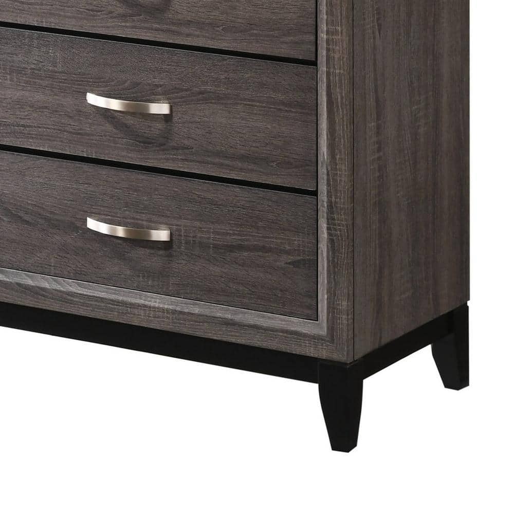 Gray Solid Wood Vertical Chest with Soft Close Drawers