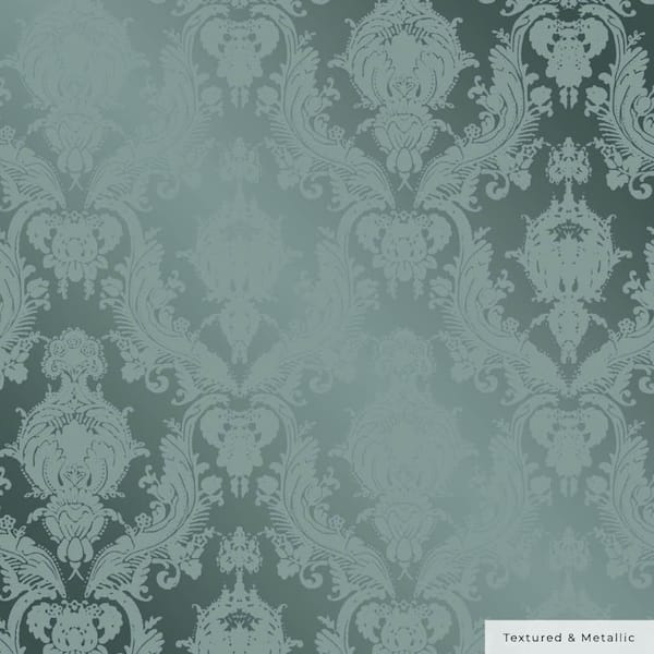 Tempaper Metallic Teal Damsel Vinyl Peel and Stick Textured Wallpaper Roll (Covers 28 sq. ft.)