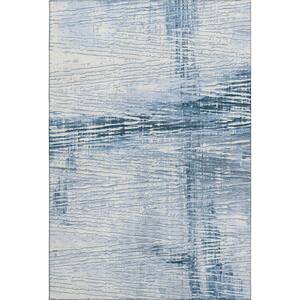 Mayfield Premium Machine Washable Abstract AMF1981 Sky 3 ft. x 5 ft. Area Rug