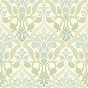 Fusion Green Ombre Damask Strippable Roll Wallpaper (Covers 56 sq. ft.)