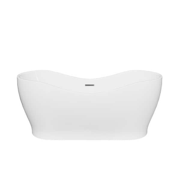 67 in. x 31.5 in. Freestanding Soaking Bathtub with Center Drain in White, 100% Pure Virgin Acrylic