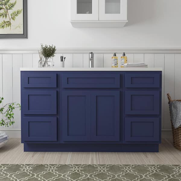 Vanity Art 54 in. W x 21 in. D x 32.5 in. H Bath Vanity Cabinet without Top in Blue