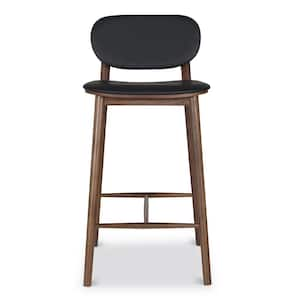 Black/Walnut Bonato Leather Counter Stool