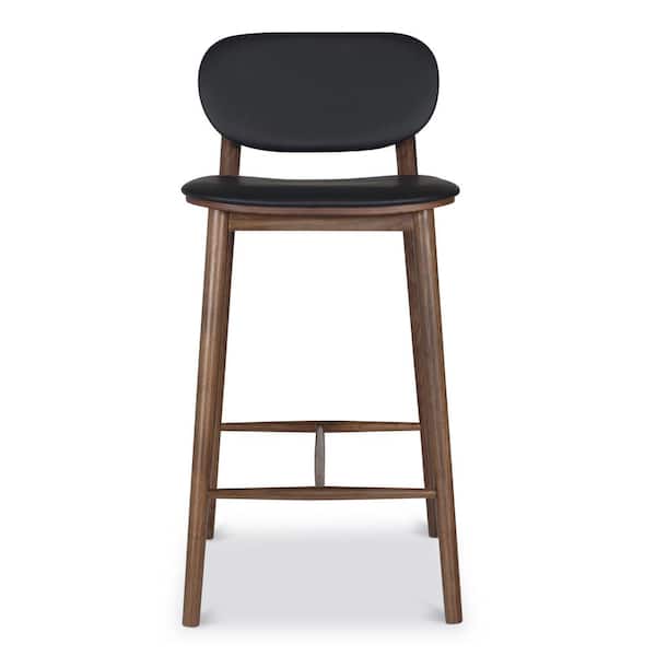 Poly and Bark Black/Walnut Bonato Leather Counter Stool