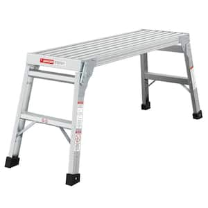 3.3 ft. Aluminum Alloy Portable Folding Ladder Bench Work Platform, 225 lbs. Load Capacity