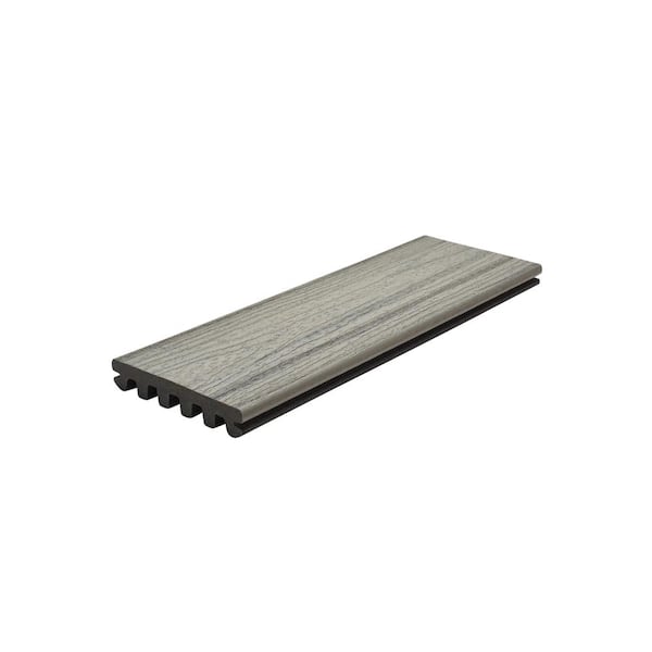 Trex Enhance Naturals 1 in. x 6 in. x 1 ft. Foggy Wharf Composite Deck Board Sample - Grey