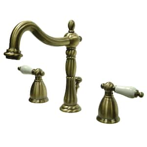 Heritage 8 in. Widespread 2-Handle Bathroom Faucet in Antique Brass