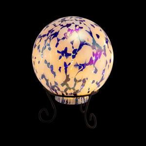 8 in. Dia Indoor/Outdoor Glass Gazing Globe with LED Lights and Stand, Blue/White