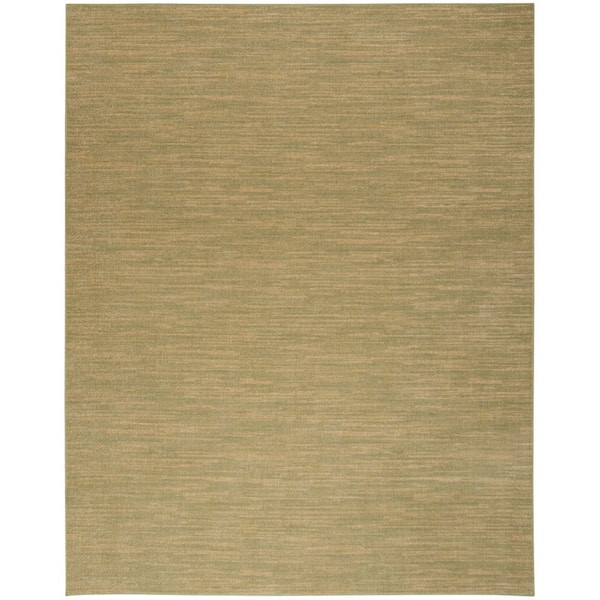 Nourison Essentials 10 ft. x 14 ft. Green Gold Abstract Contemporary Indoor/Outdoor Area Rug