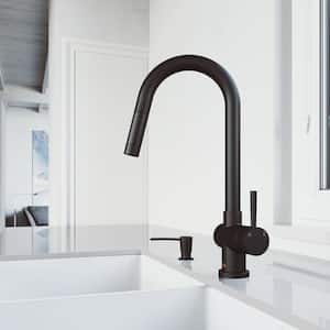 Gramercy Single Handle Pull-Down Spout Kitchen Faucet Set with Soap Dispenser in Matte Black