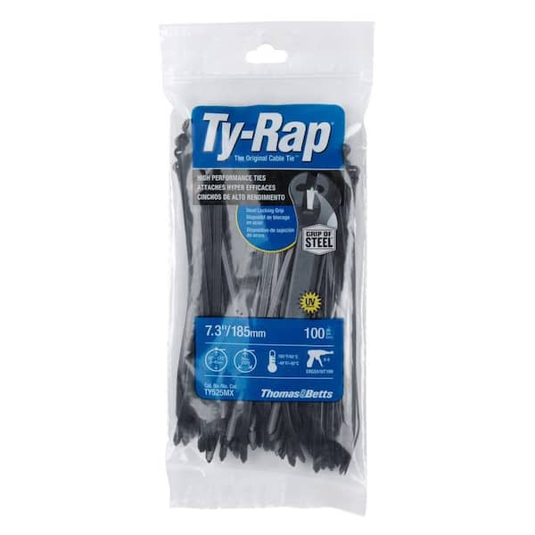 TyRap 7 in. 50 lb. High Performance Ty-Rap Cable Tie - Black (100-Pack)