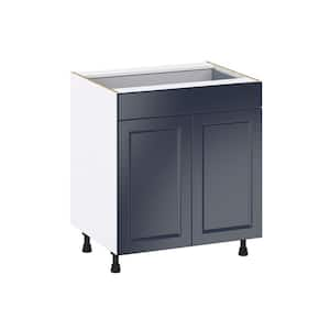 Devon 30 in. W x 24 in. D x 34.5 in. H Painted Blue Shaker Assembled Base Kitchen Cabinet with a Drawer