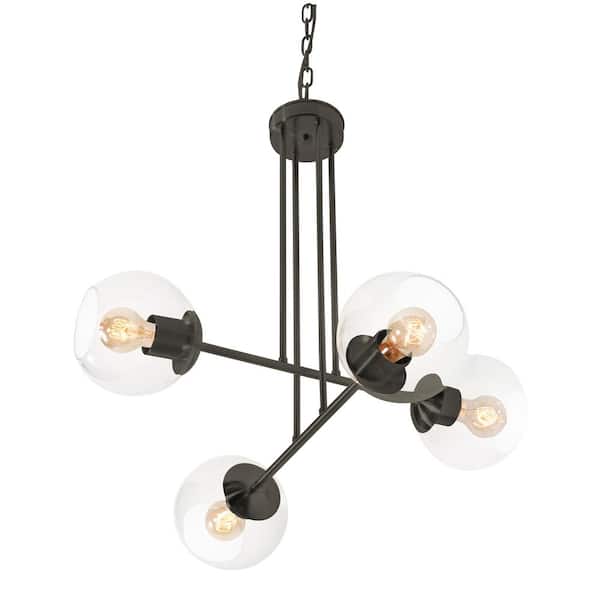 Jamie 4-Lights Black Shaded Pendant Light