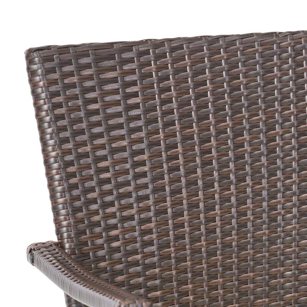 Corsica Brown Iron Wicker Dining Arm Chair with Cream Cushions