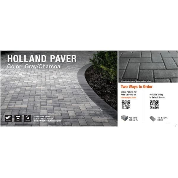 Oldcastle Paper Sample Only: 8 in. x 4 in. x 2.25 in. Gray Charcoal Concrete Paver Sample Board (1-Piece)