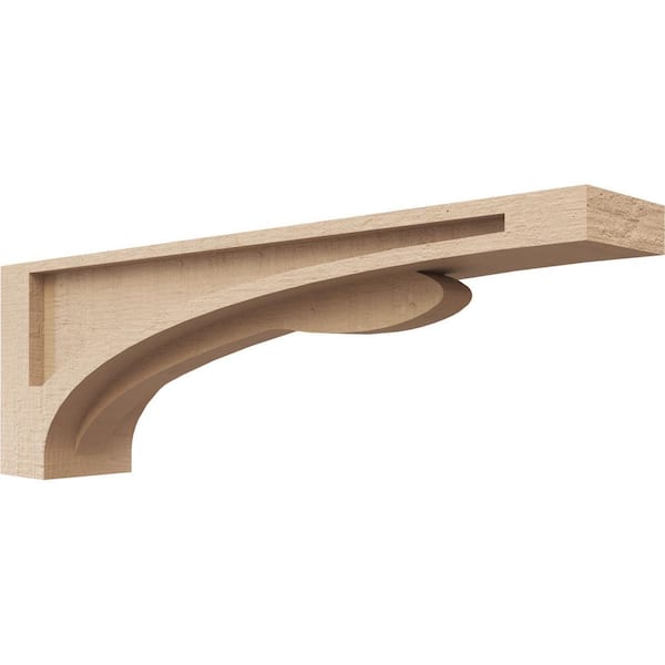 Ekena Millwork 3 in. x 6 in. x 18 in. Thin Viola Rough Cedar Woodgrain TimberThane Corbel, Primed Tan