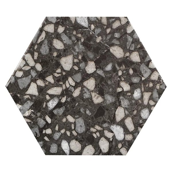 Zenith 9 in. x 11 in. Matte Charcoal Black Porcelain Hexagon Wall and Floor Tile (8.07 sq. ft./case)-16 Pack