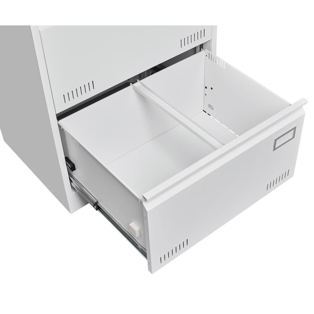 Black and White 3-Drawer Lockable Metal Lateral File Cabinet