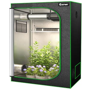4 ft. x 2 ft. x 5 ft. Mylar Hydroponic Grow Tent with Observation Window & Floor Tray Black