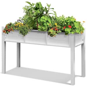 47 in. x 17 in. White Plastic Garden Raised Planter Box with Drainage Holes