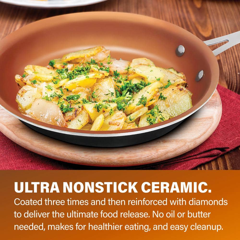 5-Piece Nonstick Aluminum Cookware Set with Copper Finish