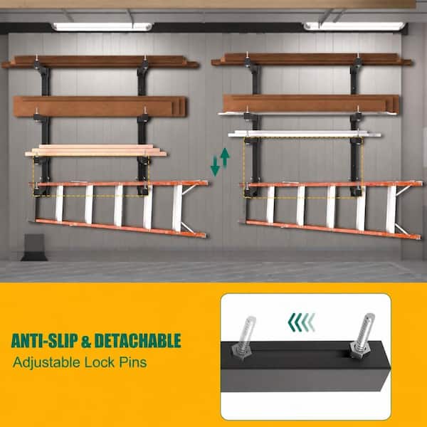 LUKVIZO 4 Pack Metal Lumber Storage Rack Wall Mount Folding Garage