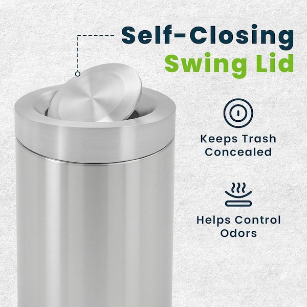 50 gal. Heavy-Duty Stainless Steel Commercial Trash Can with Swing Lid