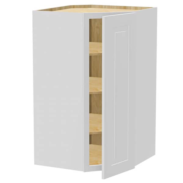 Home Decorators Collection Grayson 23 in. W x 15 in. D x 42 in. H Assembled Plywood Diagonal Wall Kitchen Cabinet in Pacific White with Soft Close