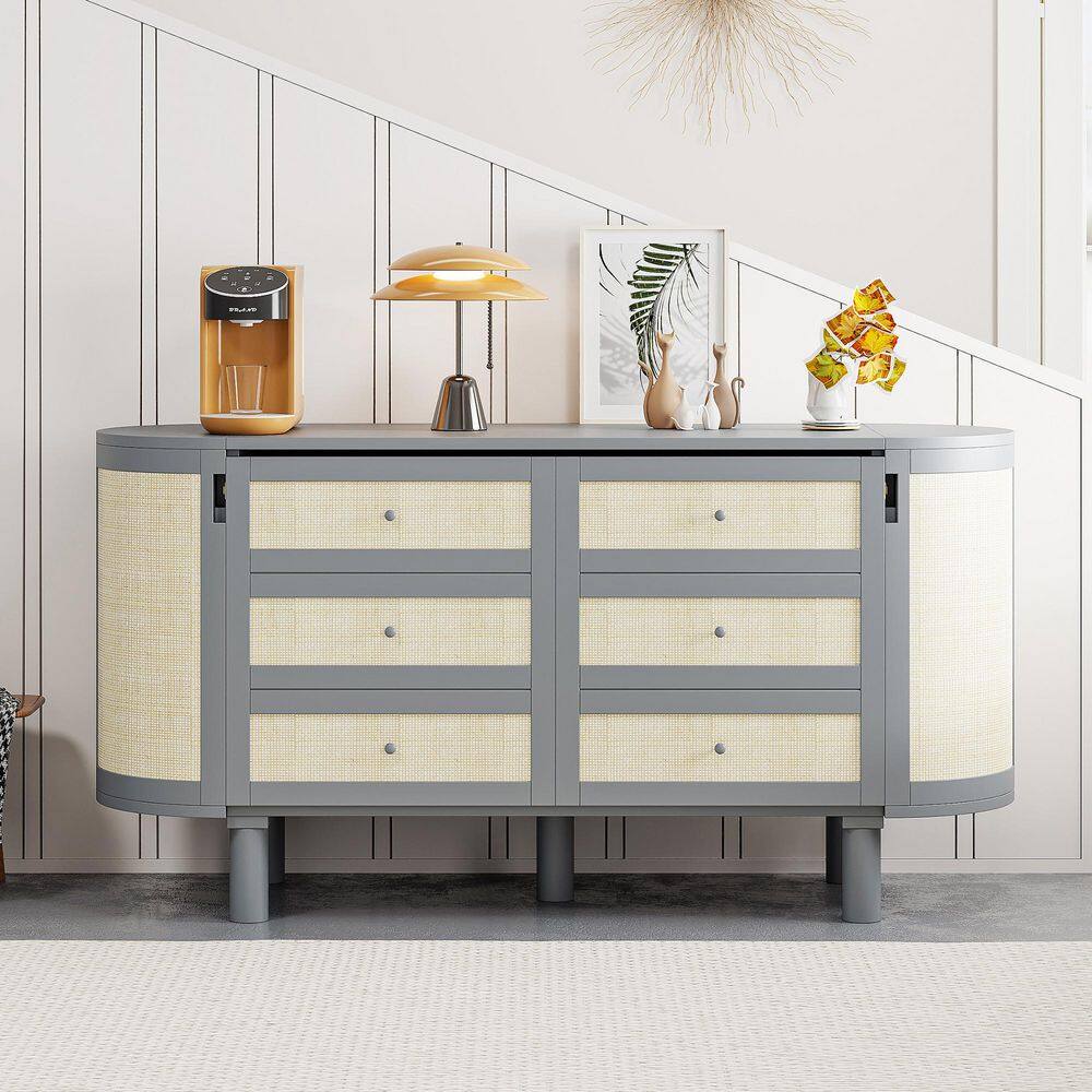 Full Size Gray Murphy Bed with Top Cabinets