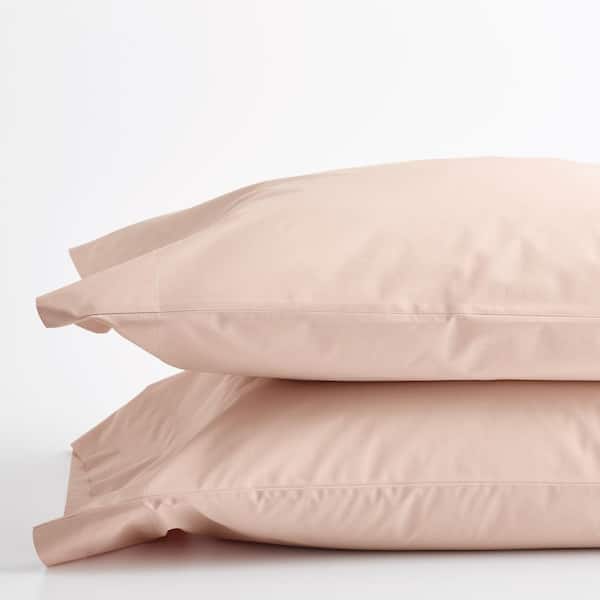 The Company Store Company Cotton Peach Nectar Solid 300-Thread Count Cotton Percale Standard Pillowcase (Set of 2)