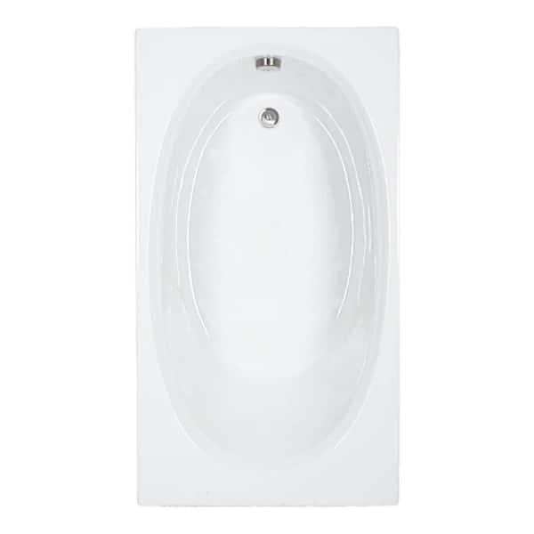 Unbranded 60 in. x 32 in. Acrylic Rectangular Drop-in Soaking Bathtub with Reversible Drain in Biscuit