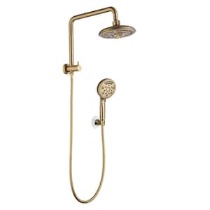 1-Spray Patterns 10 in. Dual Wall Mount Fixed Shower Heads with 2.2 GPM with Screw-Free Installation in Brushed Gold