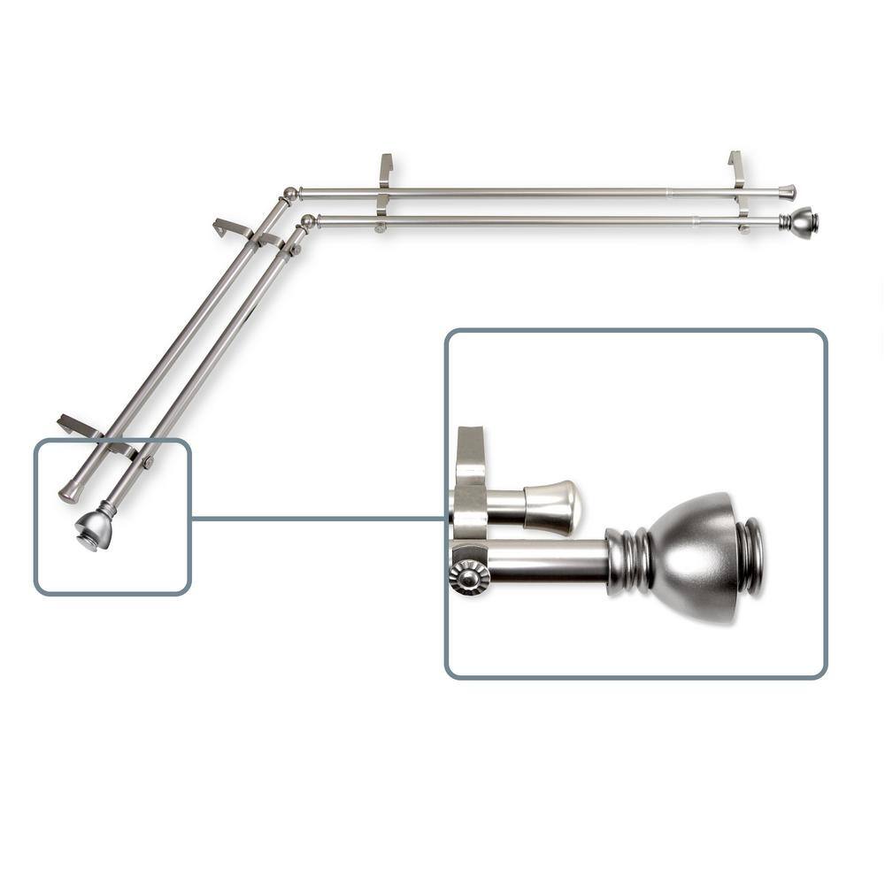 28 in. to 48 in. Adjustable 13/16 in. Corner Window Double Curtain Rod in S