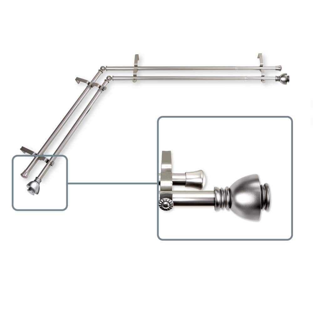 120 in. to 170 in. Adjustable 13/16 in. Corner Window Double Curtain Rod in