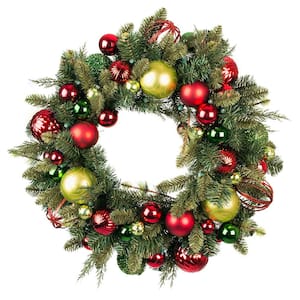 30 in. Artificial Pre-Lit LED Festive Holiday Wreath