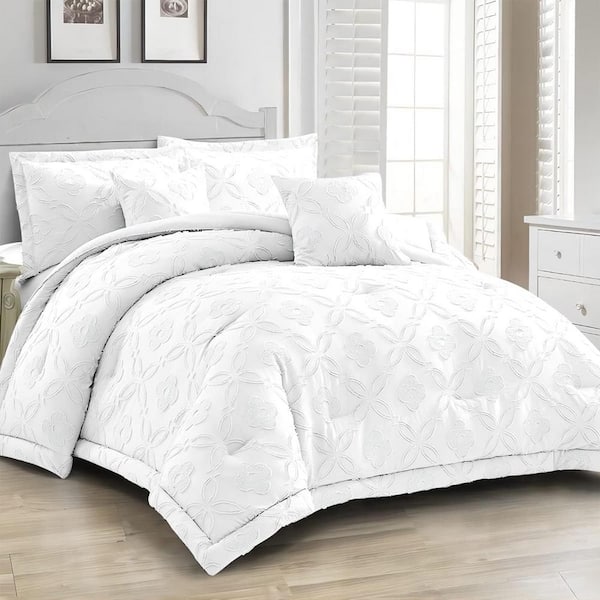 Shatex All Season Bedding 2-Piece White Polyester Twin Size Ultra Soft Elegant Bedding Comforters Set