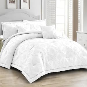 3 Piece All Season Bedding King Size Comforter Set Ultra Soft Polyester Elegant Bedding Comforters-White