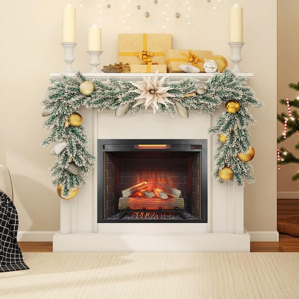 33 in. Infrared Electric Fireplace Insert with 3D Flame,Heater 400 sq. ft.,4 Flame Color, Adjust Brightness,Timer,Remote