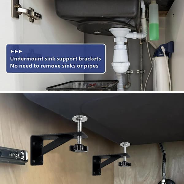 Numhew Undermount Sink Brackets 4-Pack - Adjustable Rust-Resistant Support Kit
